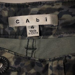 Cabi camo-like jeans, blues and greys